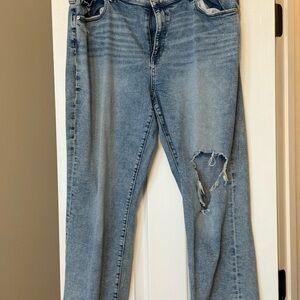 LOFT Light Blue Distressed Boyfriend Straight Jeans Size 16